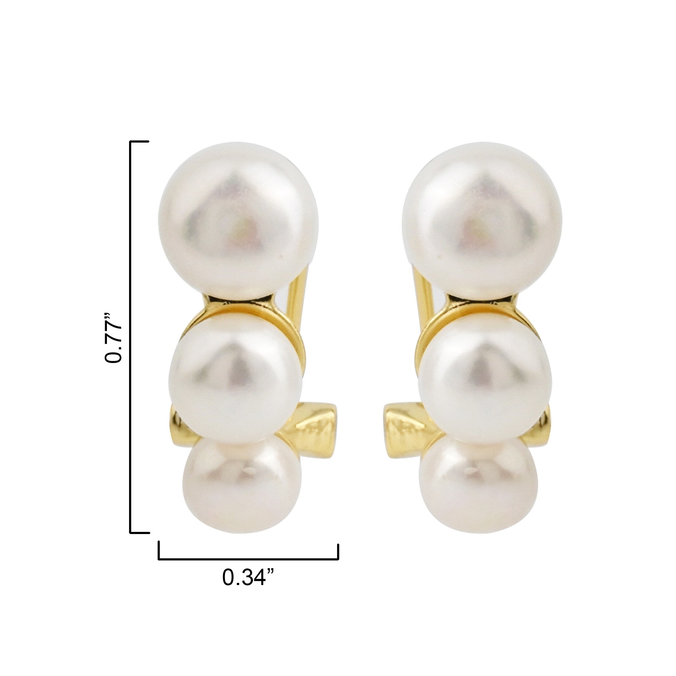 Premium Goldtone Freshwater Pearl Huggie Hoop Earrings - June Birthstone Gift