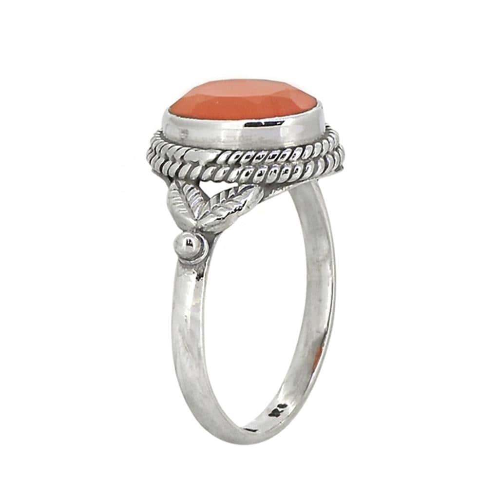 Premium Sterling Silver Carnelian Floral Ring - Ultimate Energy & Creativity Booster