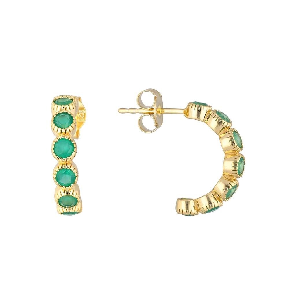 Premium YS Gems Green Onyx Stud Earrings - Gold Plated Sterling Silver