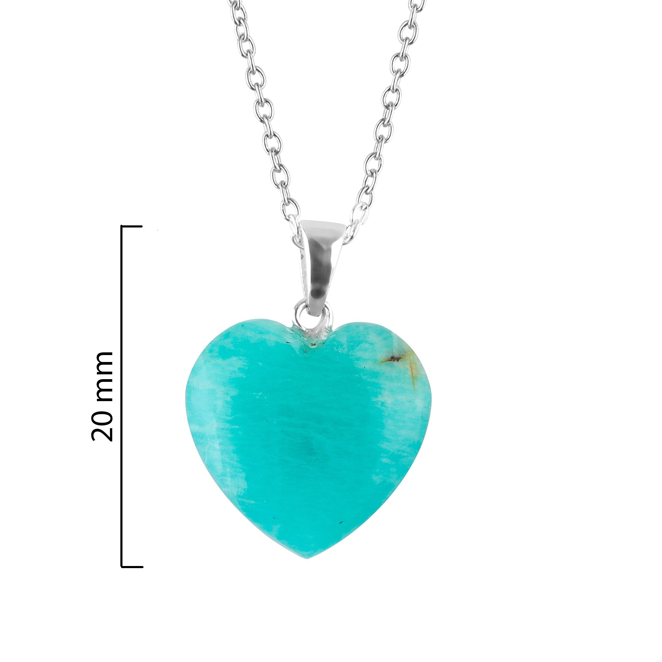 Premium Sterling Silver Amazonite Heart Pendant Necklace for Women