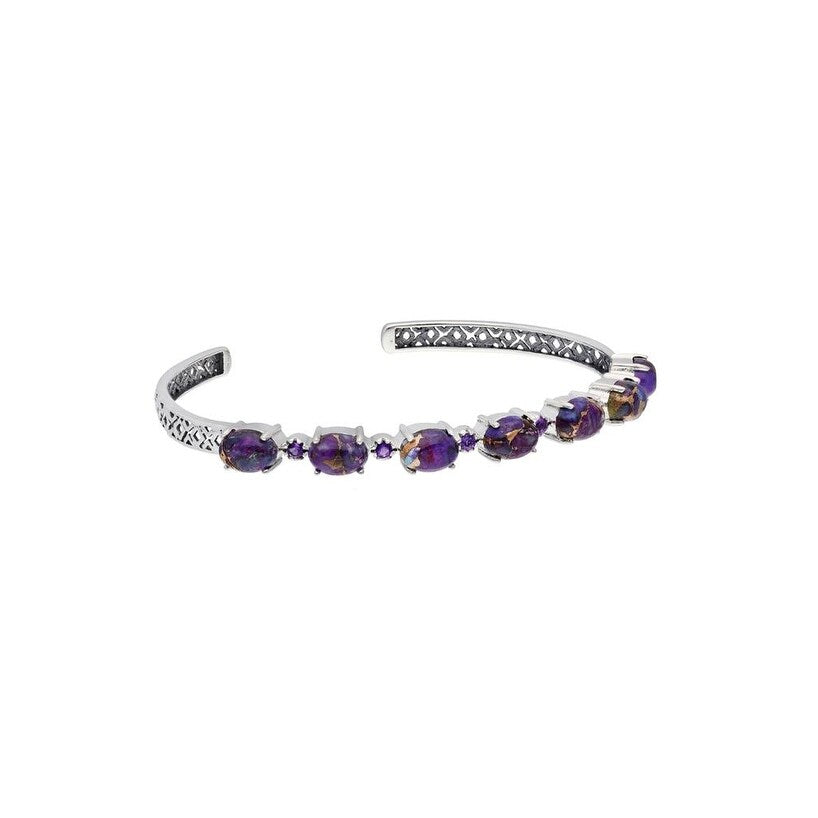 Premium Sterling Silver Purple Copper Turquoise Cuff Bracelet - Ultimate Protection & Style