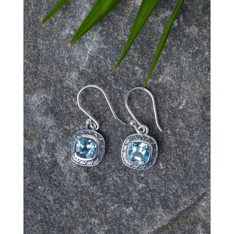 Premium Sterling Silver Blue Topaz Earrings - Elegant Gemstone Jewelry