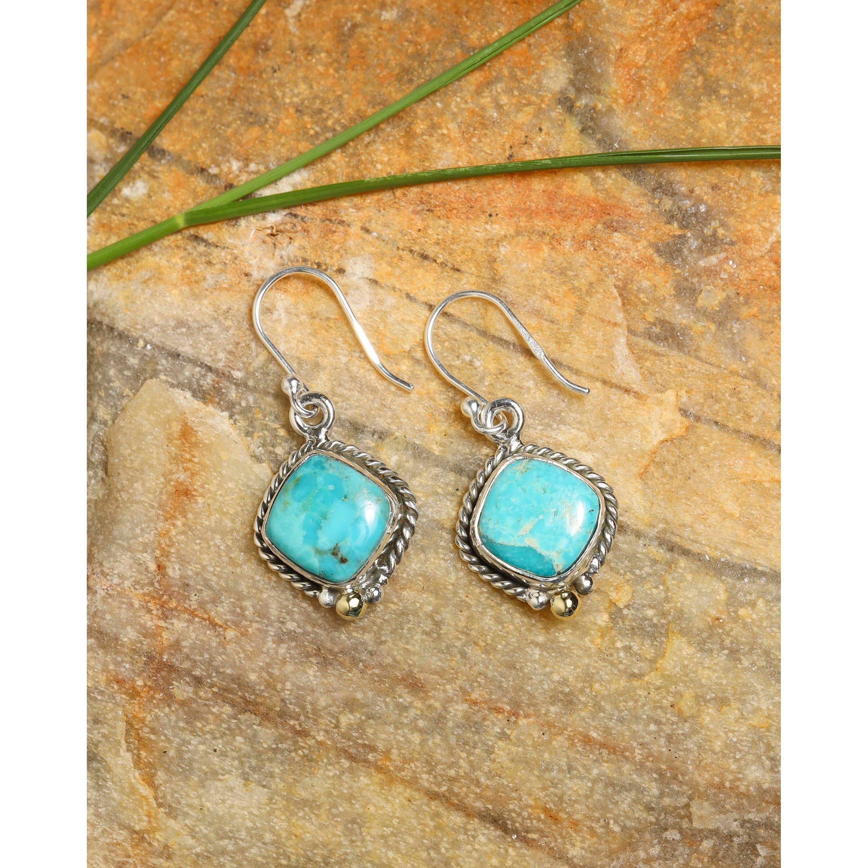 Premium YS Gems Blue Mohave Turquoise Sterling Silver Earrings