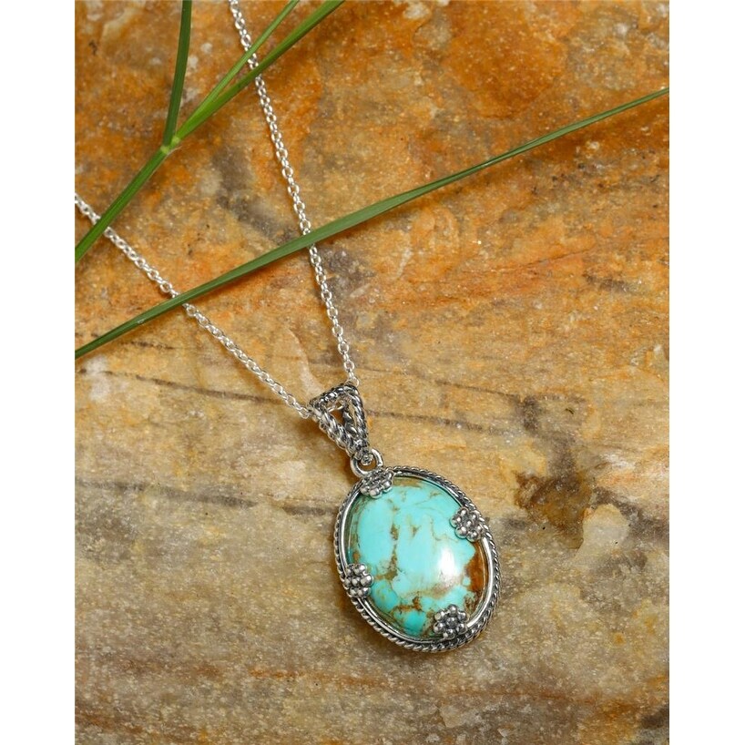 Premium Sterling Silver Blue Mohave Turquoise Pendant - Elegant Gemstone Jewelry