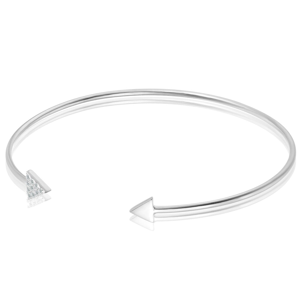 Premium Sterling Silver Double Arrow Bangle Bracelet with AAA CZ Stones