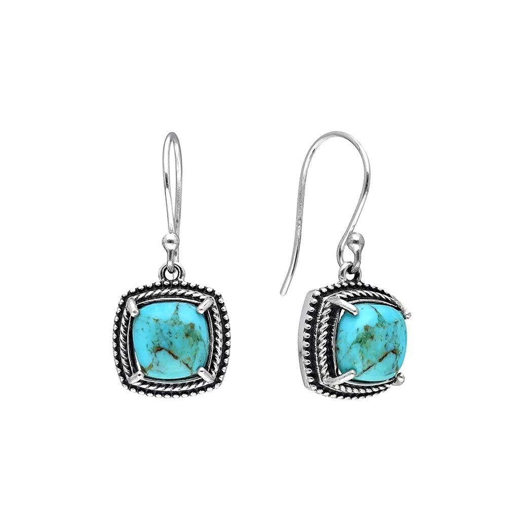 Premium Sterling Silver Blue Mohave Turquoise Drop Earrings - Timeless Elegance