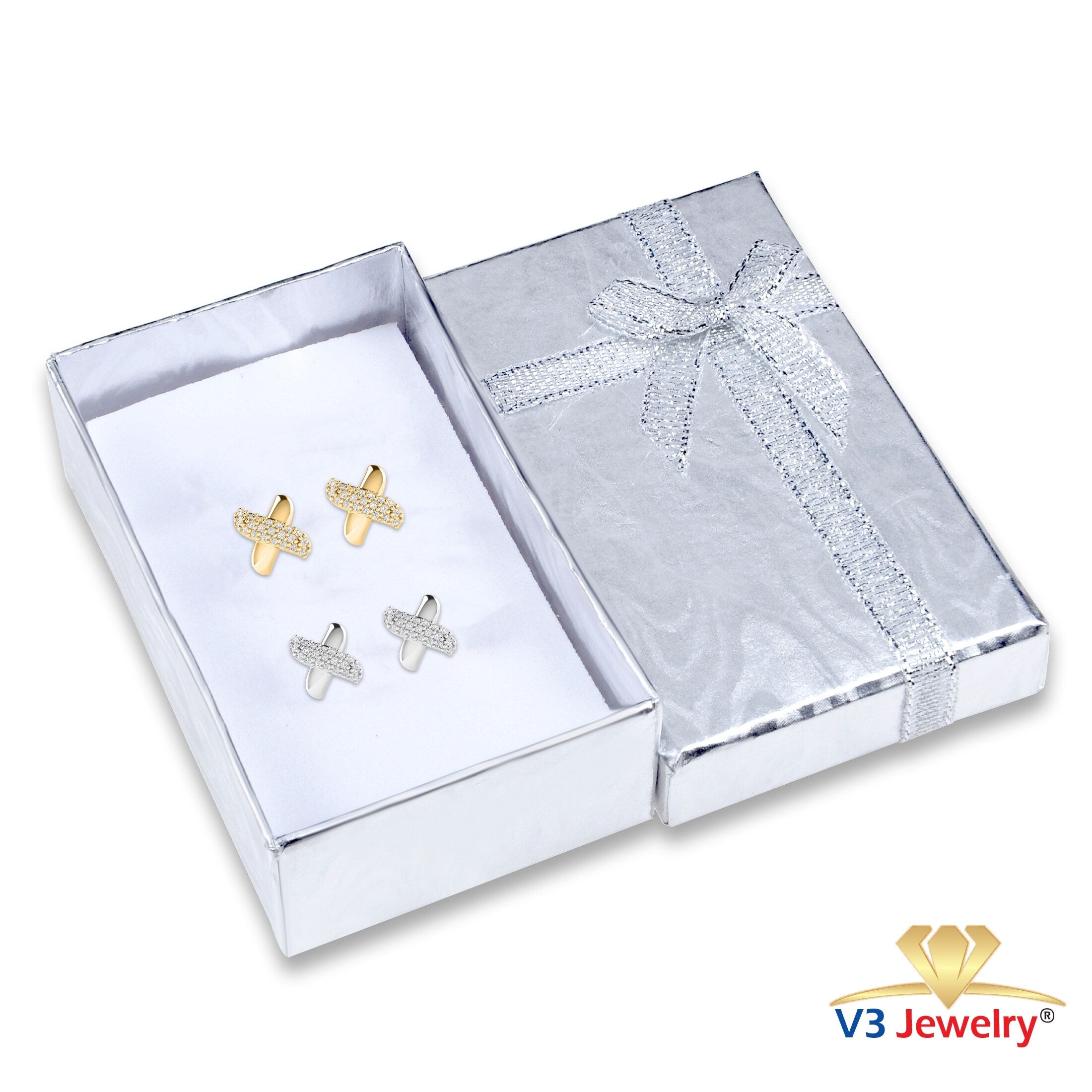 Premium Moissanite Stud Earrings Set - Sterling Silver & 18KT Gold Overlay