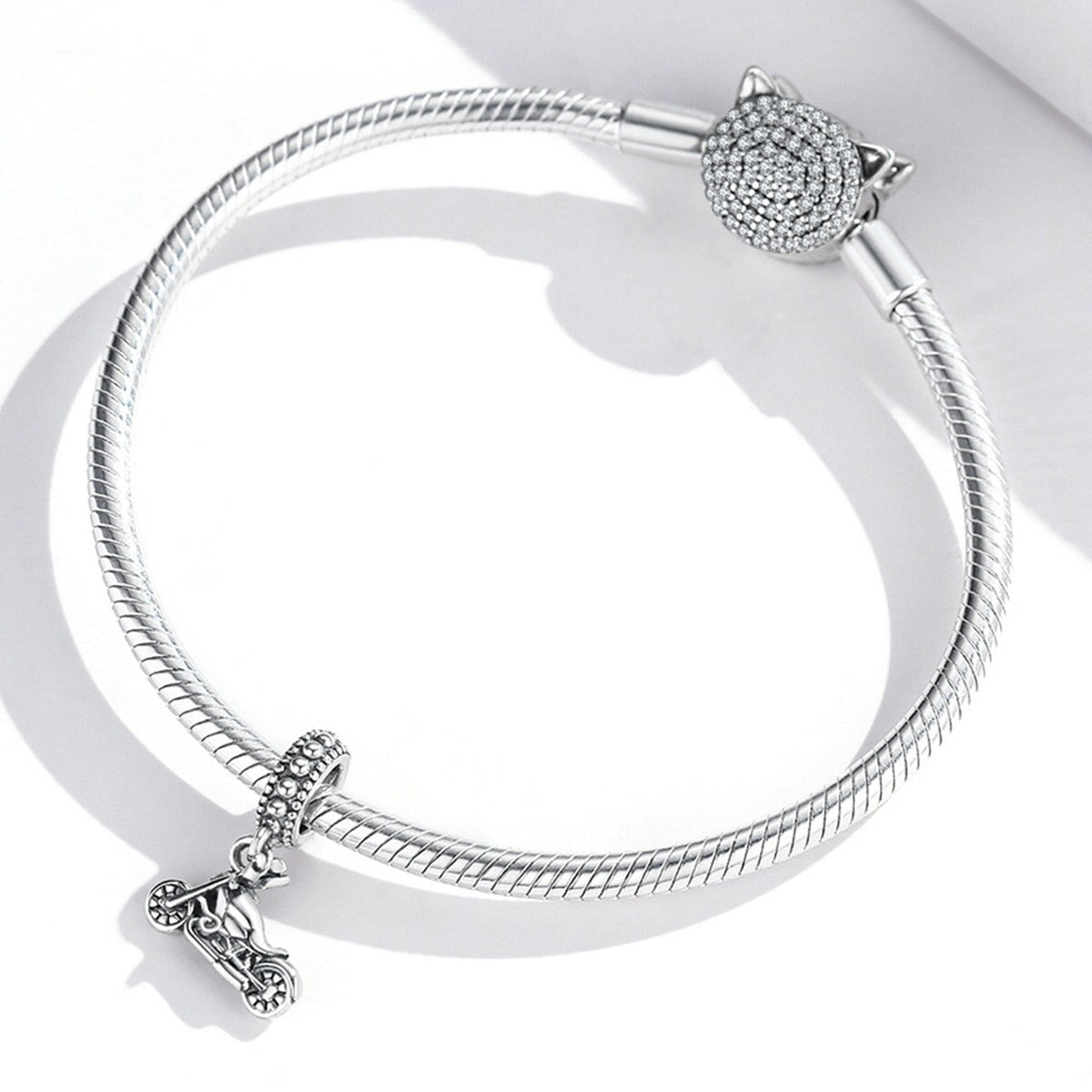 Premium Sterling Silver Motorcycle Dangle Charm - Ultimate Statement Piece