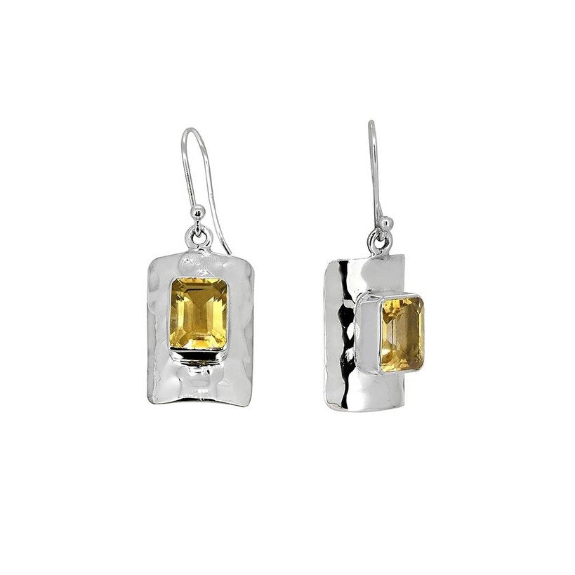 Premium Sterling Silver Citrine Dangle Earrings - Elegant Autumn Hues