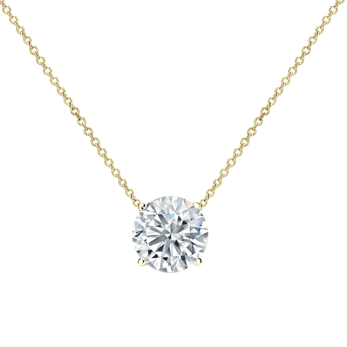 Ultimate Elegance: 14K Gold Lab-Grown Diamond Floating Solitaire Necklace (1.00 ct. tw., E-F VS-SI)