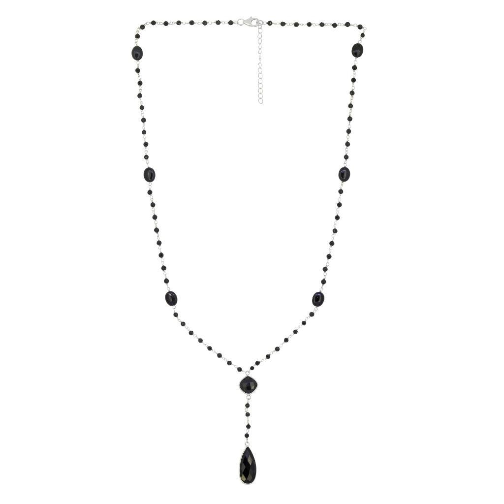 Premium Sterling Silver Black Onyx Pendant Necklace - Elegant Layered Design