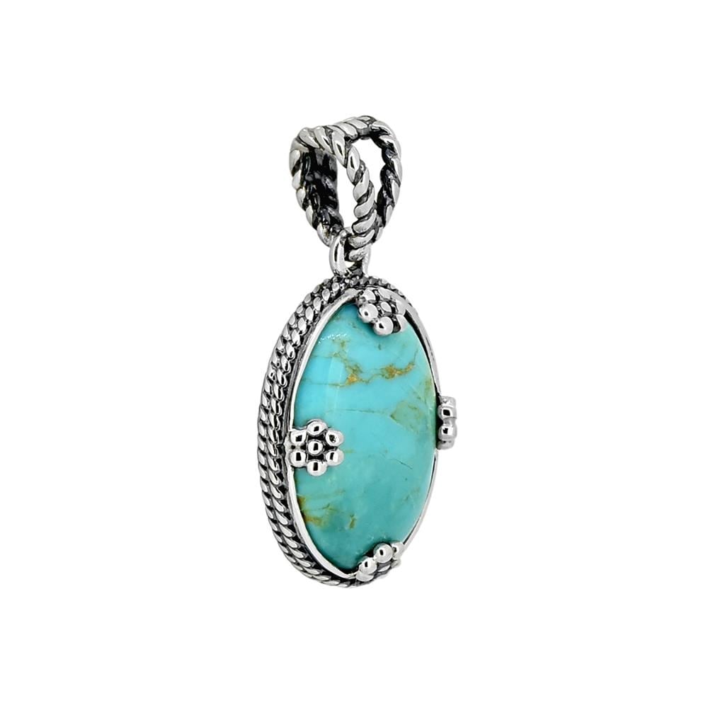 Premium Sterling Silver Blue Mohave Turquoise Pendant - Elegant Gemstone Jewelry