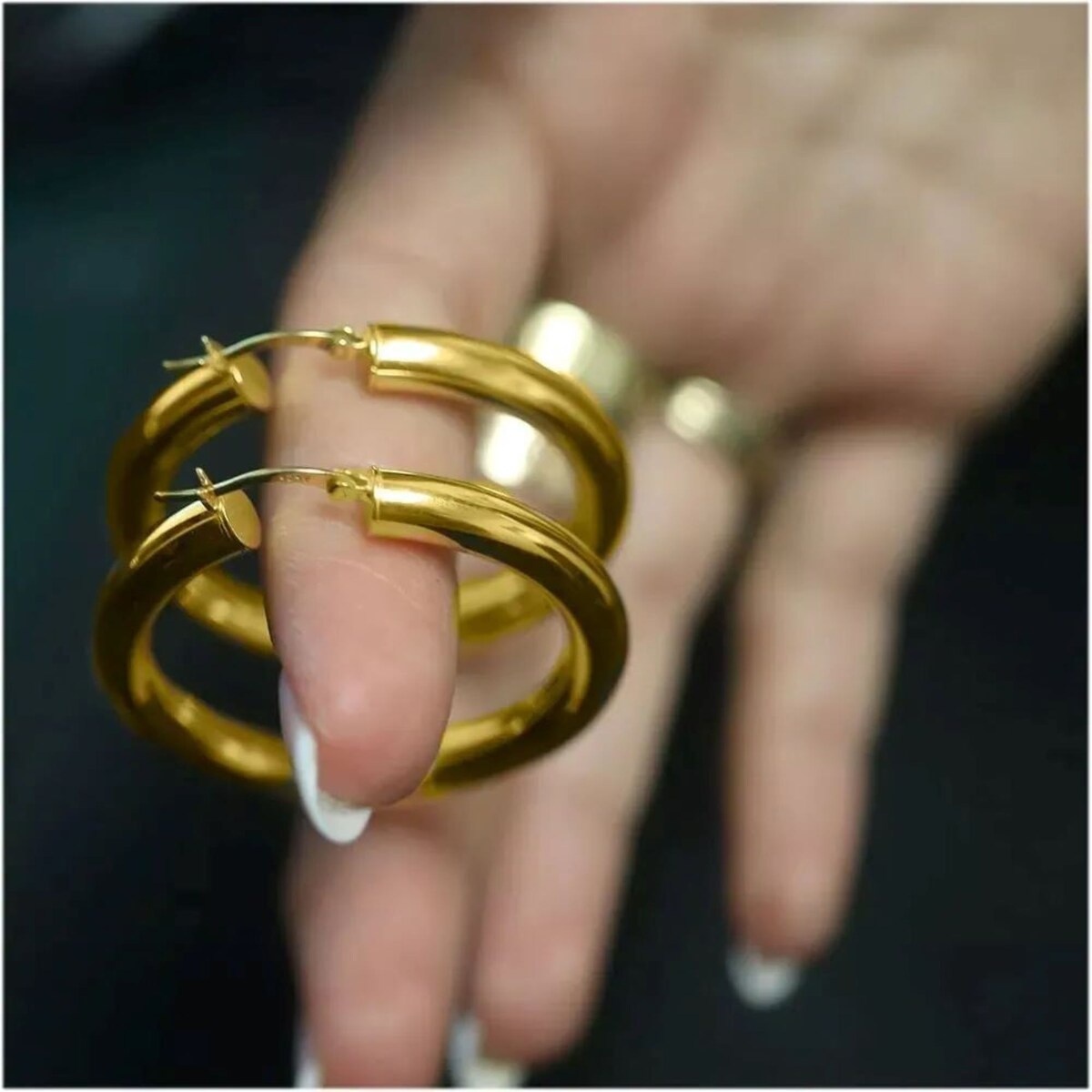 Premium 5MM Thick 925 Sterling Silver 40MM Gold French Lock Hoop Earrings