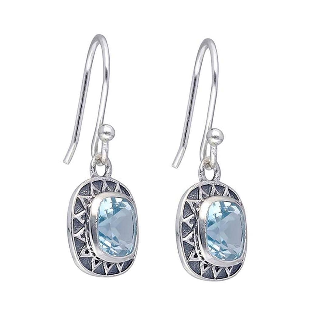Premium Sterling Silver Blue Topaz Earrings - Elegant Gemstone Jewelry