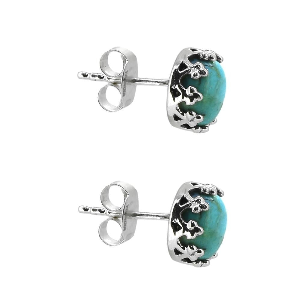 Premium Sterling Silver Blue Mohave Turquoise Stud Earrings - Timeless Elegance
