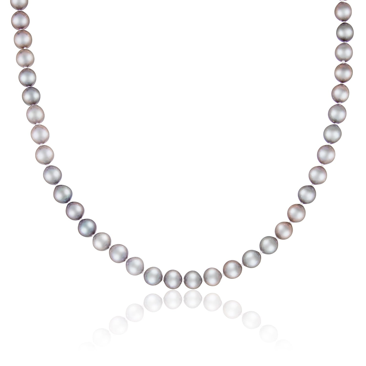 Premium Grey Freshwater Pearl Necklace in Yellow Gold