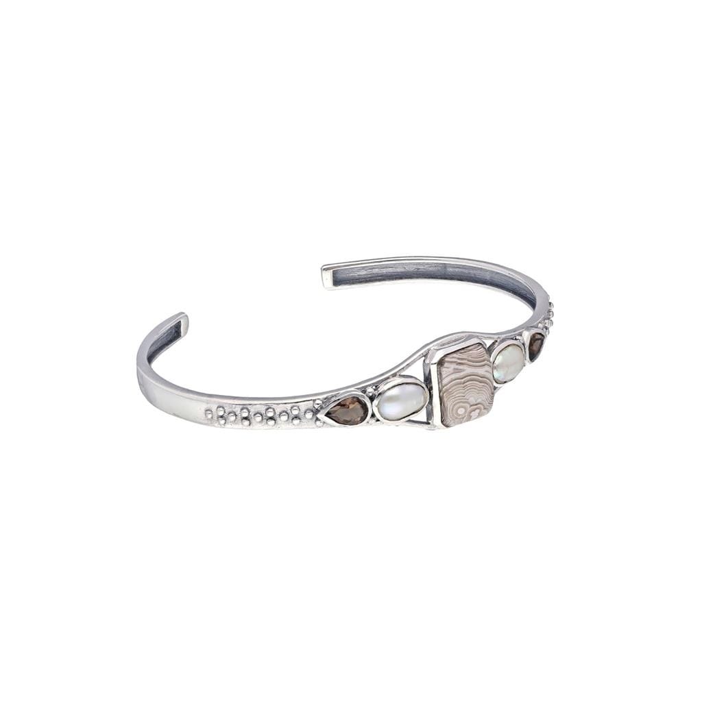 Premium Sterling Silver Crazy Lace Agate Cuff Bracelet | Elegant Gemstone Jewelry