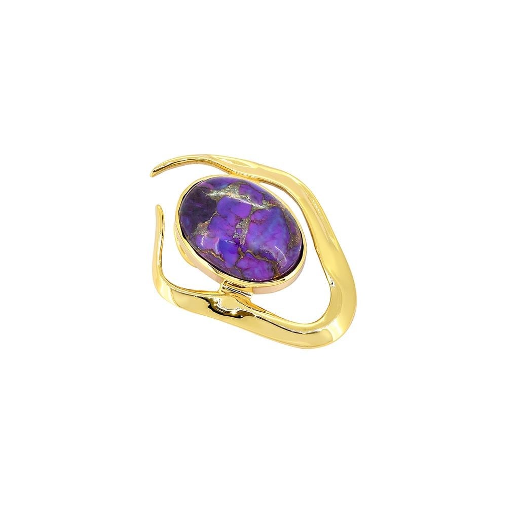 Premium Gold Plated Sterling Silver Purple Turquoise Pendant - Modern Elegance