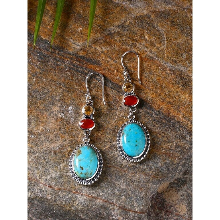 Premium YS Gems Sterling Silver Blue Mohave Turquoise Earrings - Timeless Elegance