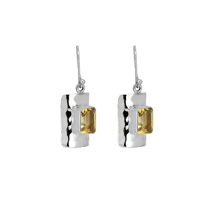 Premium Sterling Silver Citrine Dangle Earrings - Elegant Autumn Hues