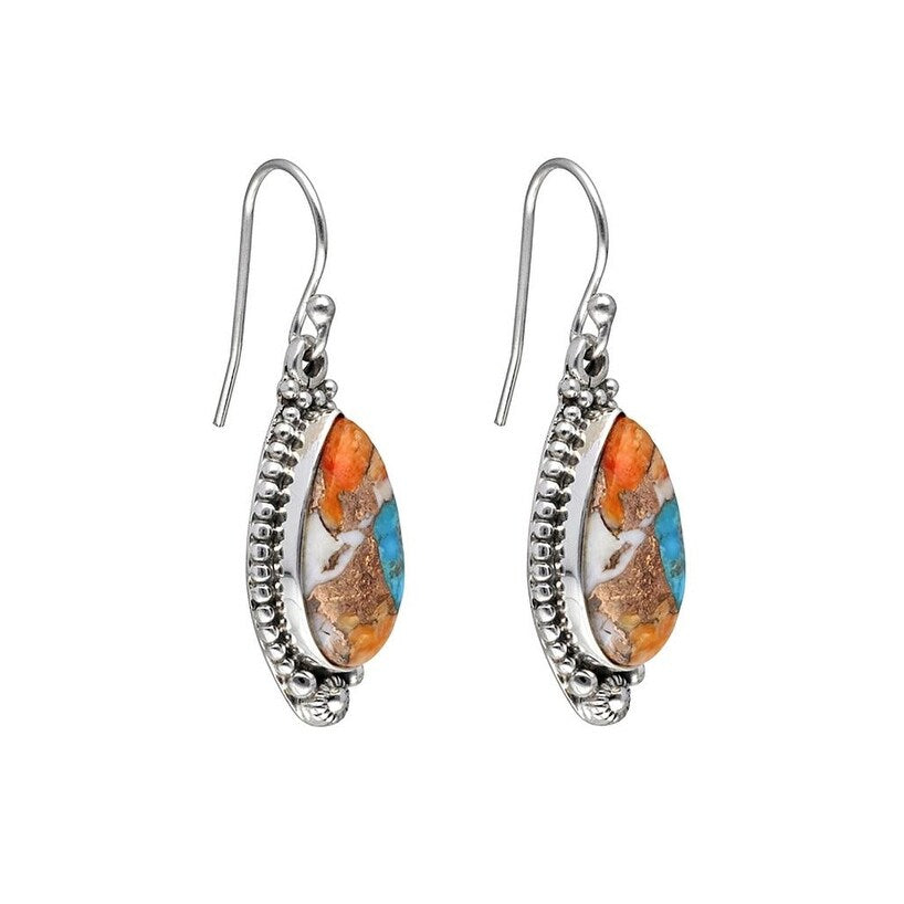 Premium Sterling Silver Mohave Turquoise Earrings - Elegant Teardrop Design