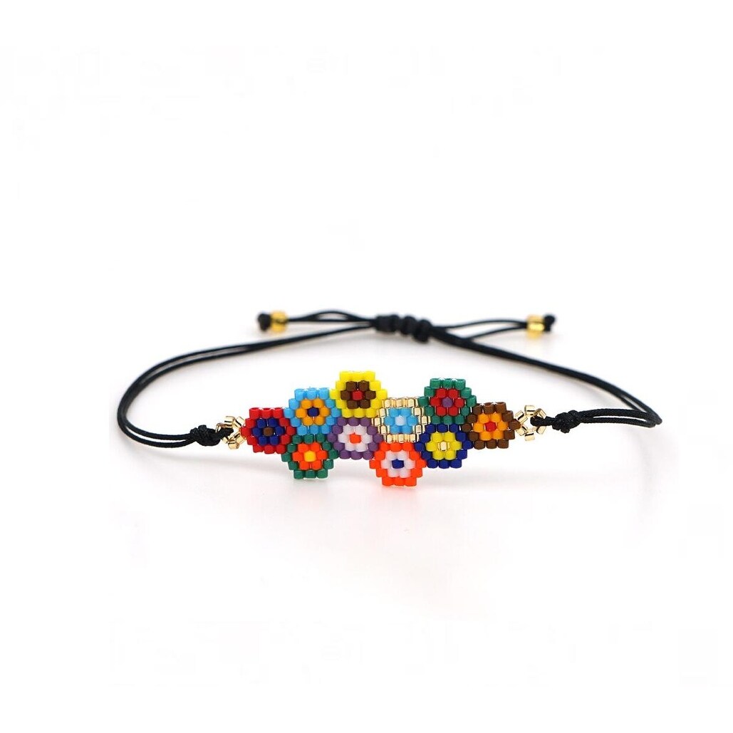 Premium Adjustable Miyuki Bead Floral Bracelet - Bold & Colorful