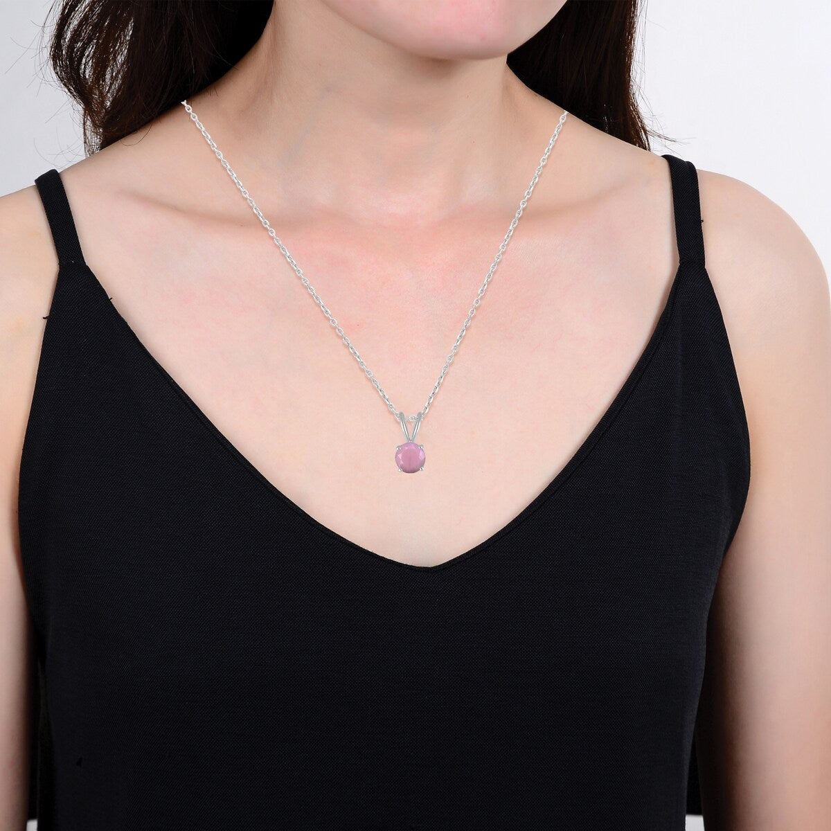 Premium Sterling Silver Pink Opal Solitaire Pendant – Timeless Elegance
