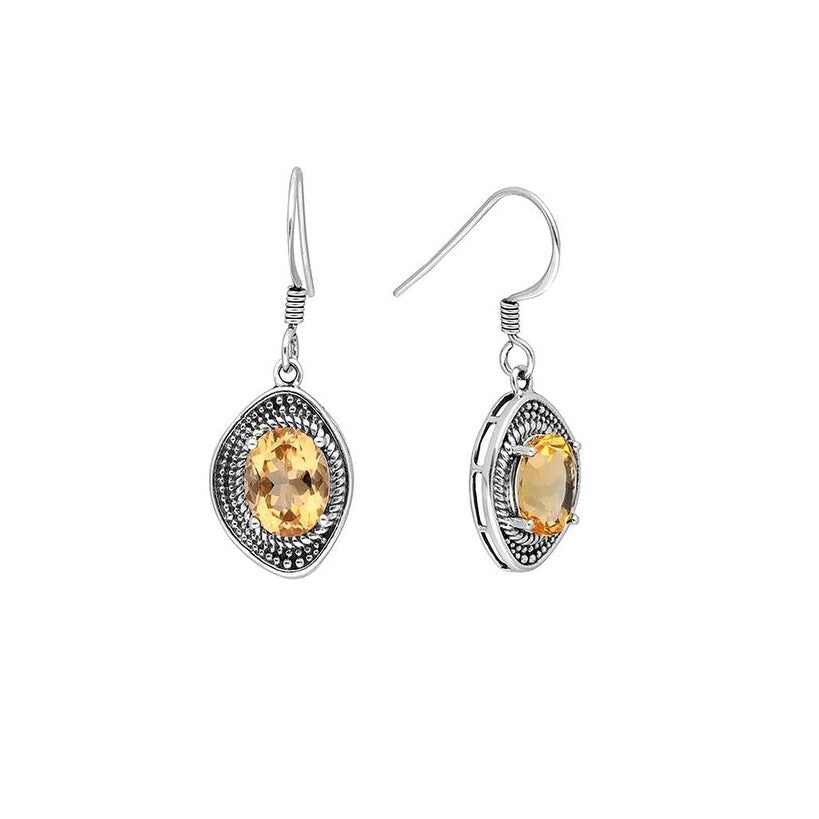 Premium Sterling Silver Citrine Gemstone Earrings - Elegant Autumn Hues