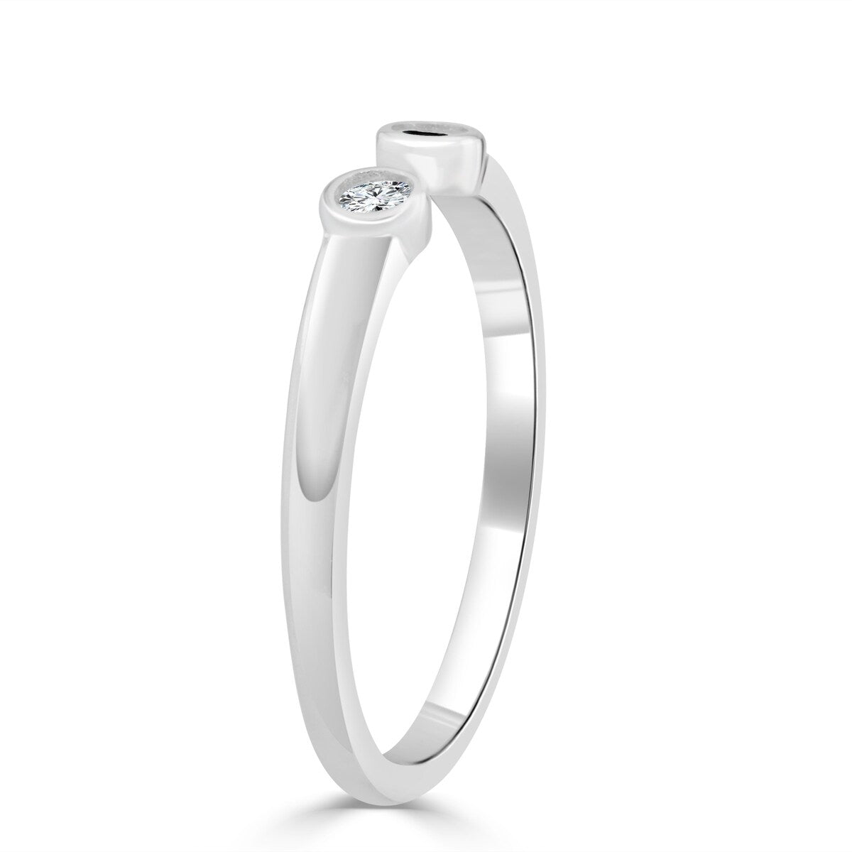 Premium RhythmRocks Sterling Silver Black & White CZ Two Stone Ring - AAA Quality