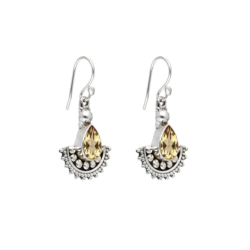 Premium Sterling Silver Citrine Teardrop Earrings - Ultimate Autumn Glow