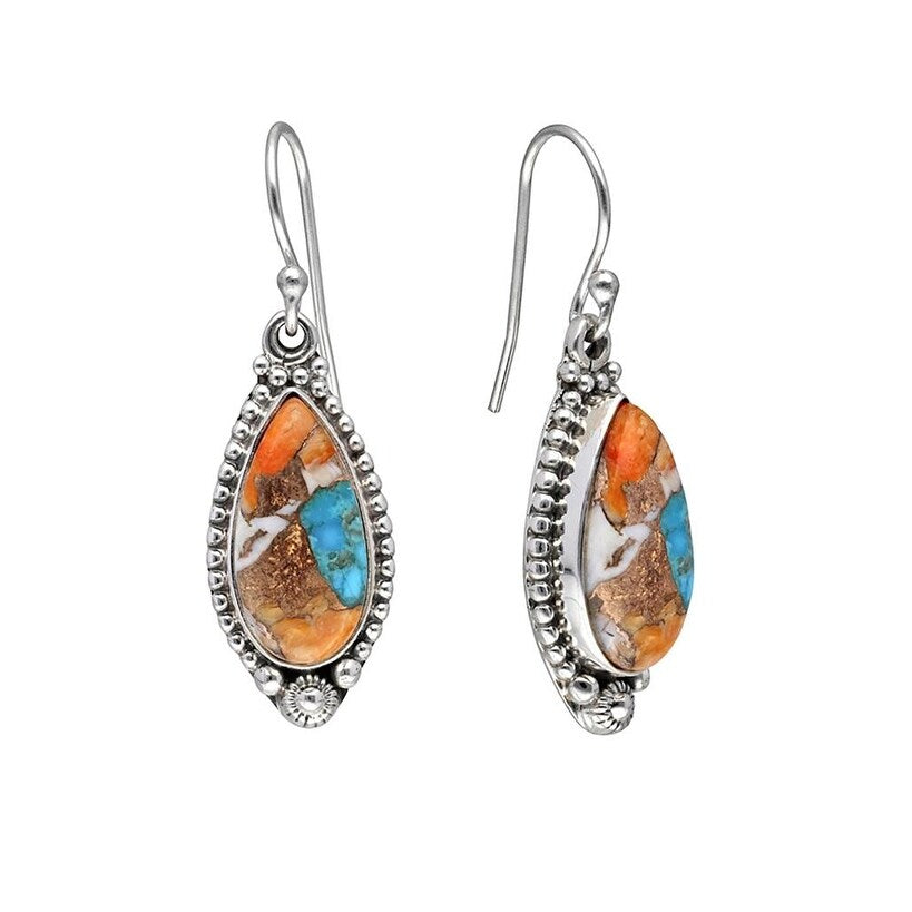 Premium Sterling Silver Mohave Turquoise Earrings - Elegant Teardrop Design