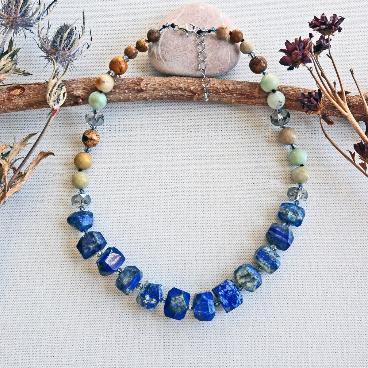 Premium Lapis Lazuli & Mixed Stone Statement Necklace