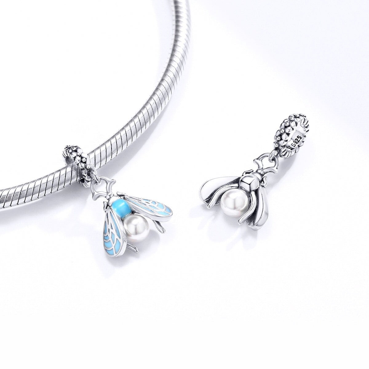 Premium Blue Enamel & Sterling Silver Bug Charm | Unique Jewelry Piece