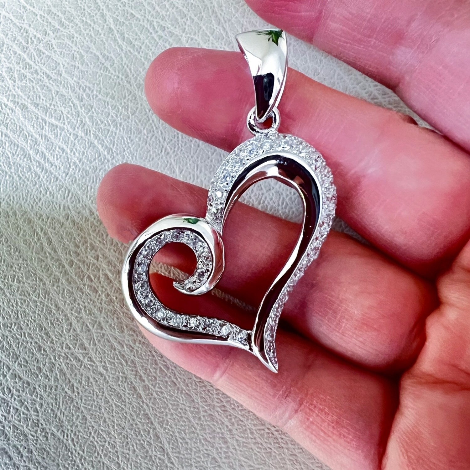 Premium Sterling Silver Big Heart CZ Pendant Necklace - Ultimate Statement Piece