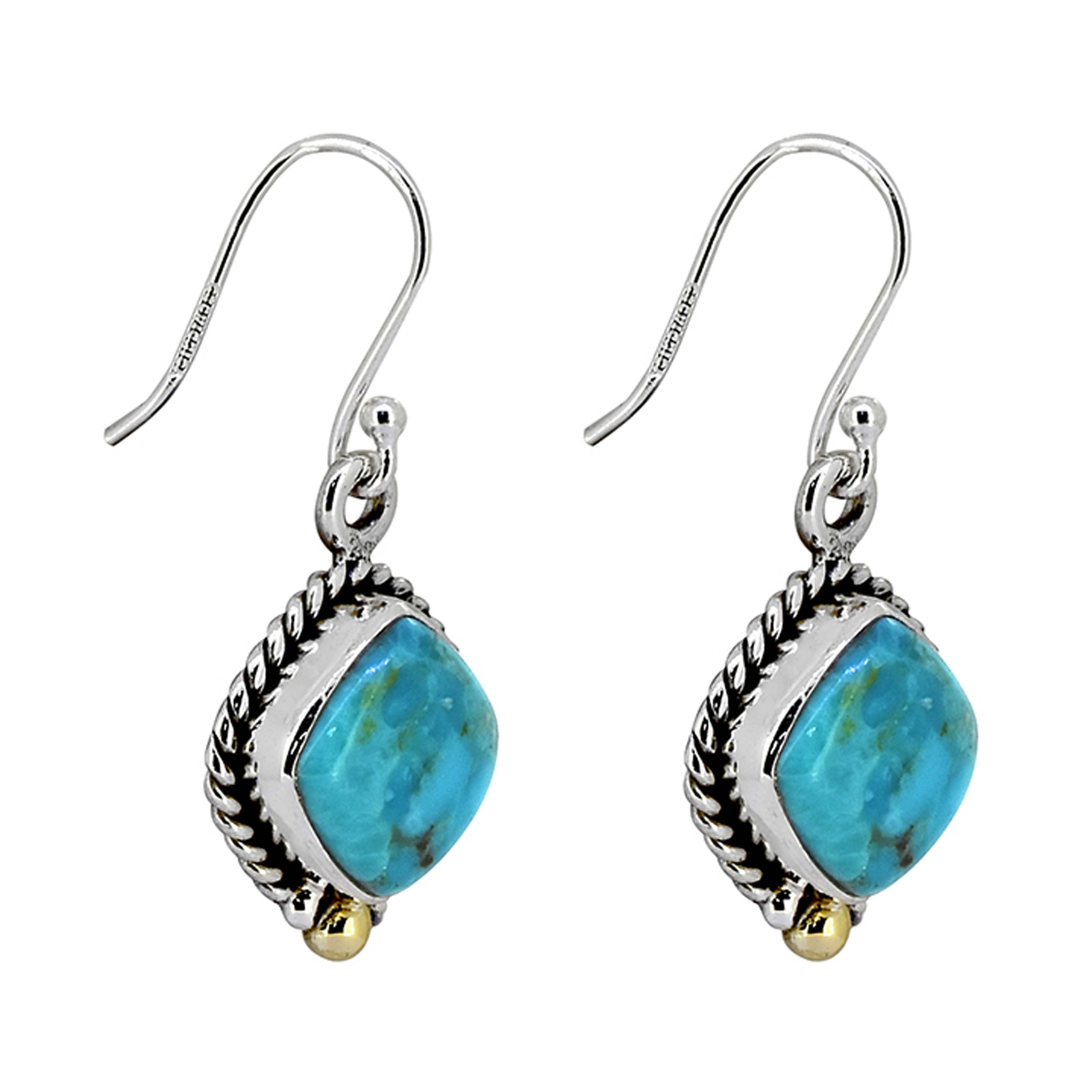 Premium YS Gems Blue Mohave Turquoise Sterling Silver Earrings