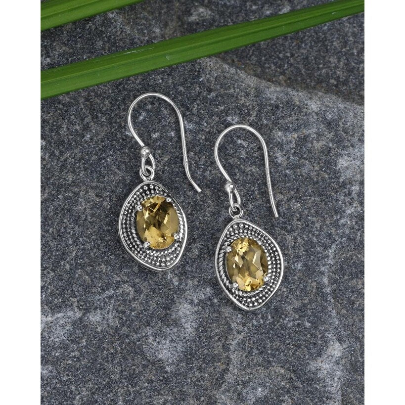 Premium Sterling Silver Citrine Gemstone Earrings - Elegant Autumn Hues