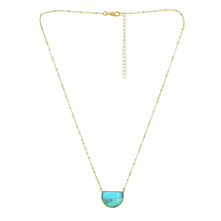 Premium Gold-Plated Silver Blue Mohave Turquoise Pendant Necklace