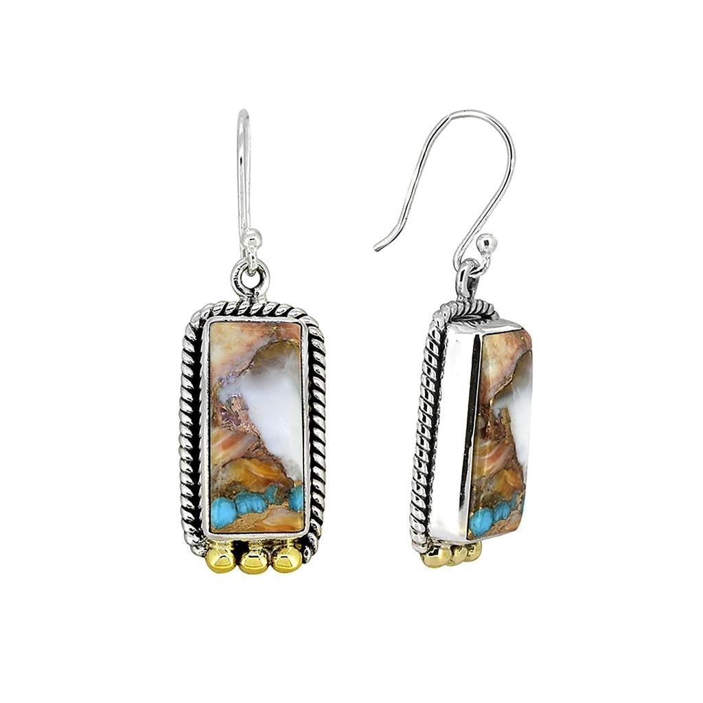 Premium YS Gems Sterling Silver Oyster Copper Turquoise Earrings - Elegant Gemstone Jewelry