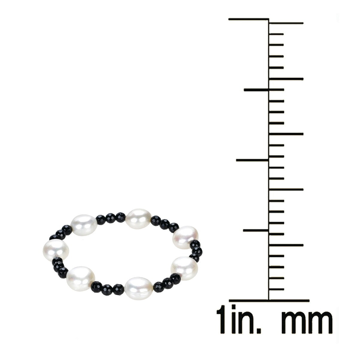 Premium White Freshwater Pearl & Black Onyx Stretch Bracelet