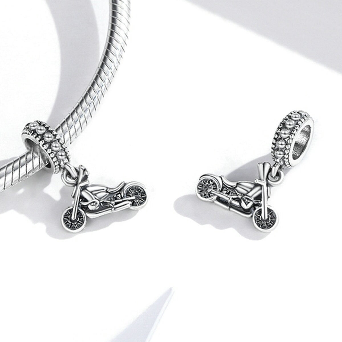 Premium Sterling Silver Motorcycle Dangle Charm - Ultimate Statement Piece