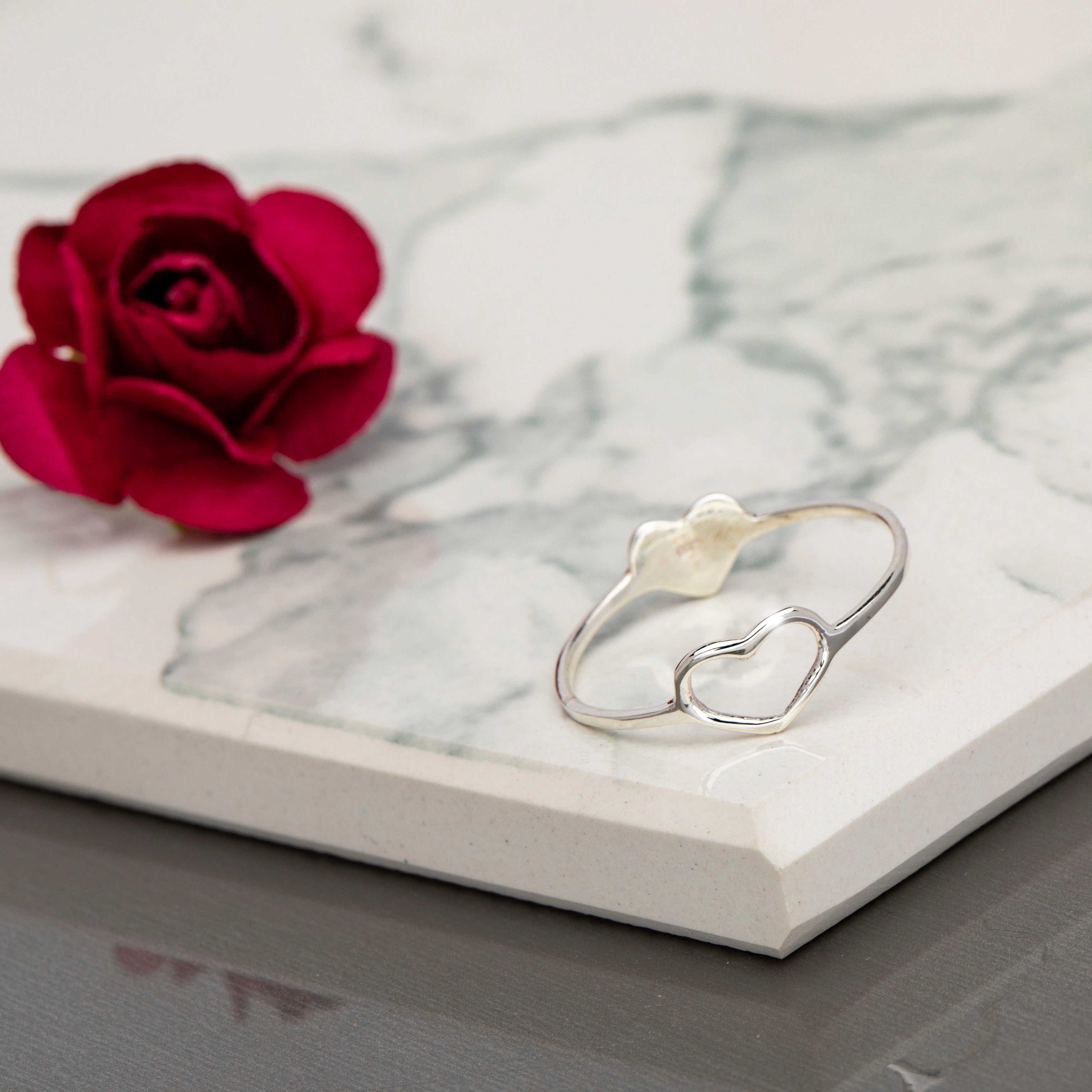 Premium Sterling Silver Dual Heart Ring - Timeless Elegance