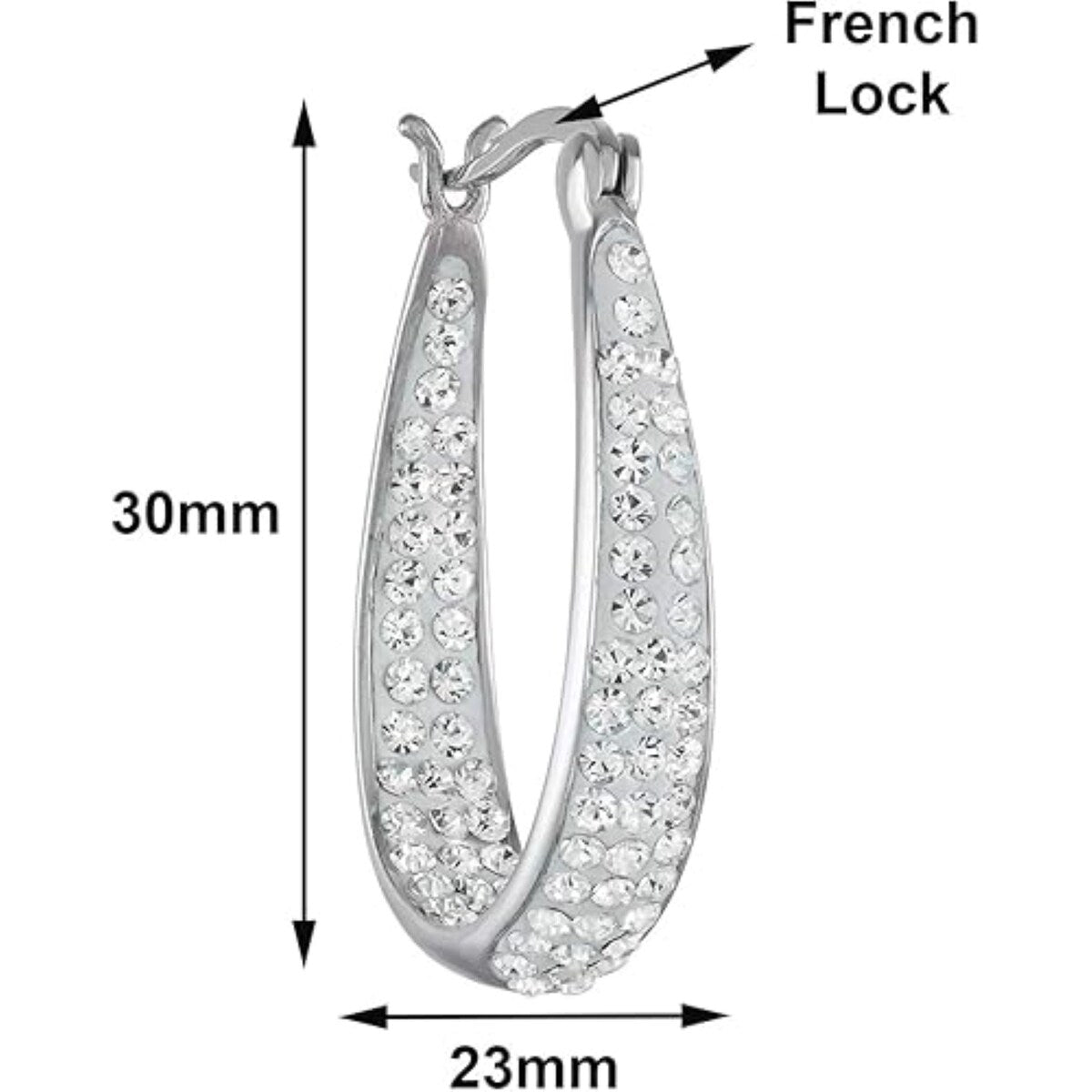 Premium White Gold-Plated Crystal Hoop Earrings for Women - Elegant Inside Out Design