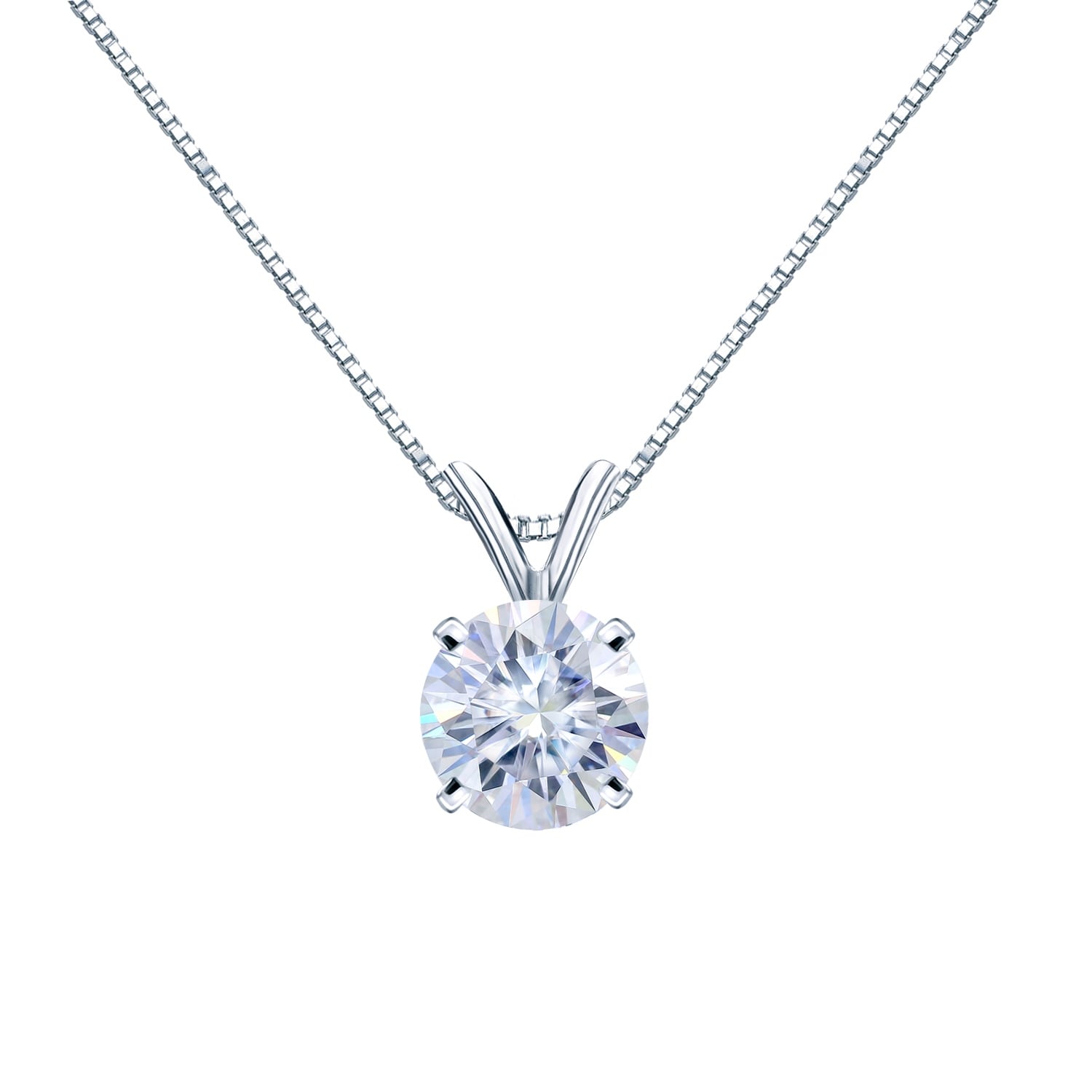 Premium Sterling Silver Moissanite Solitaire Necklace – 1.50 Carat Timeless Elegance