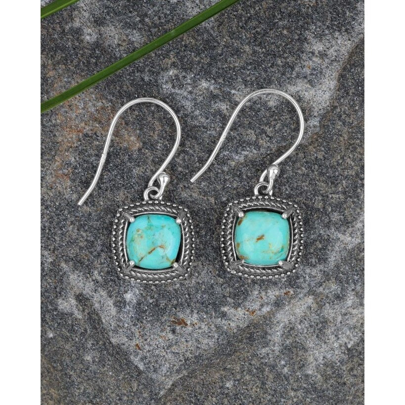 Premium Sterling Silver Blue Mohave Turquoise Drop Earrings - Timeless Elegance