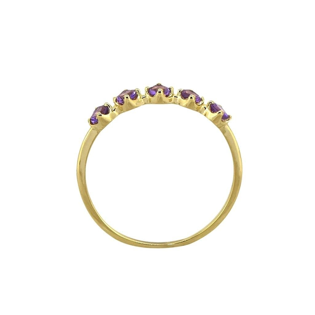 Premium Gold Plated Sterling Silver Purple Amethyst Band Ring - Elegant & Versatile