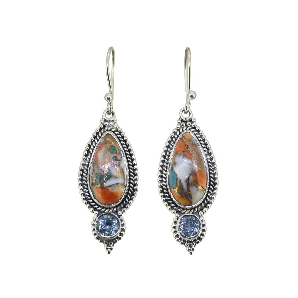 Premium YS Gems Sterling Silver Teardrop Mohave Turquoise Earrings - Ultimate Style & Protection