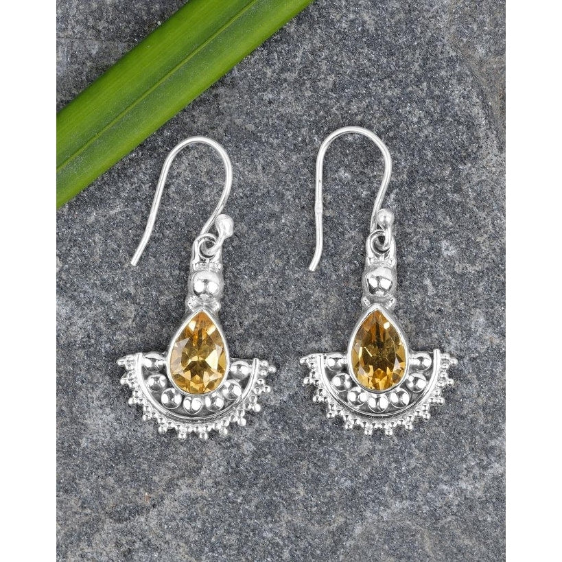 Premium Sterling Silver Citrine Teardrop Earrings - Ultimate Autumn Glow