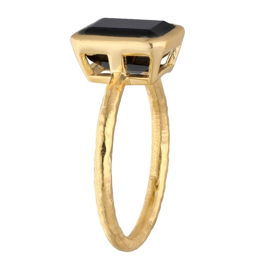Premium Gold Plated Sterling Silver Black Onyx Bohemian Ring - Ultimate Style & Focus