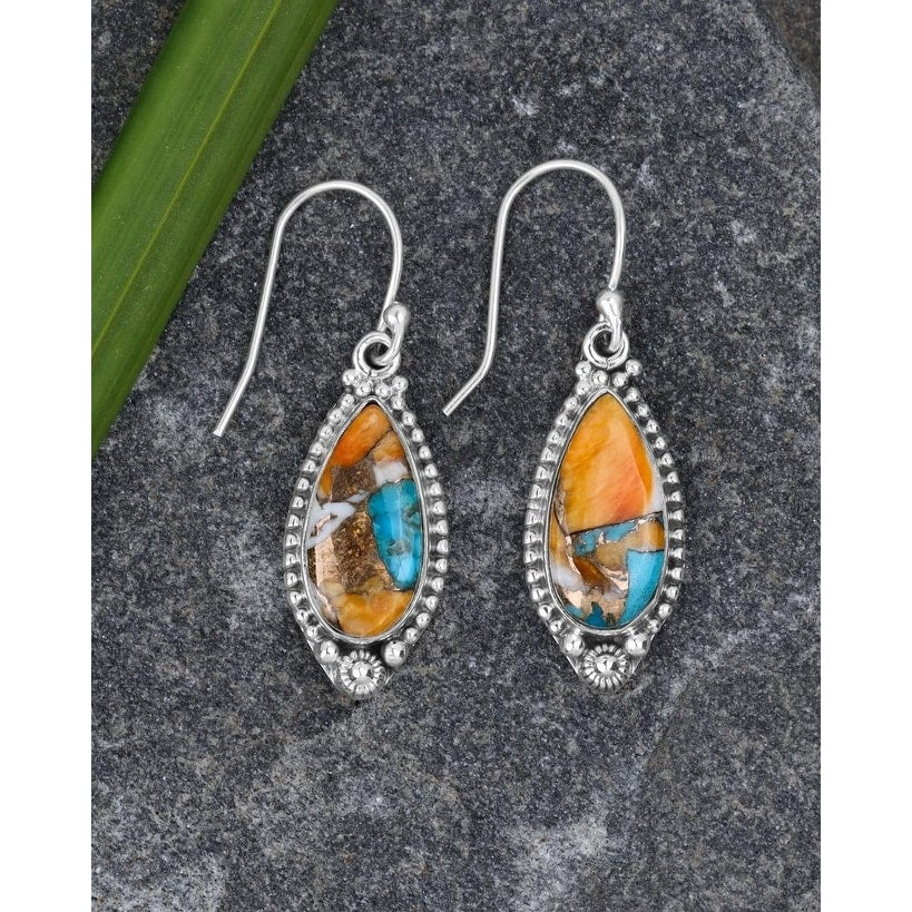 Premium Sterling Silver Mohave Turquoise Earrings - Elegant Teardrop Design