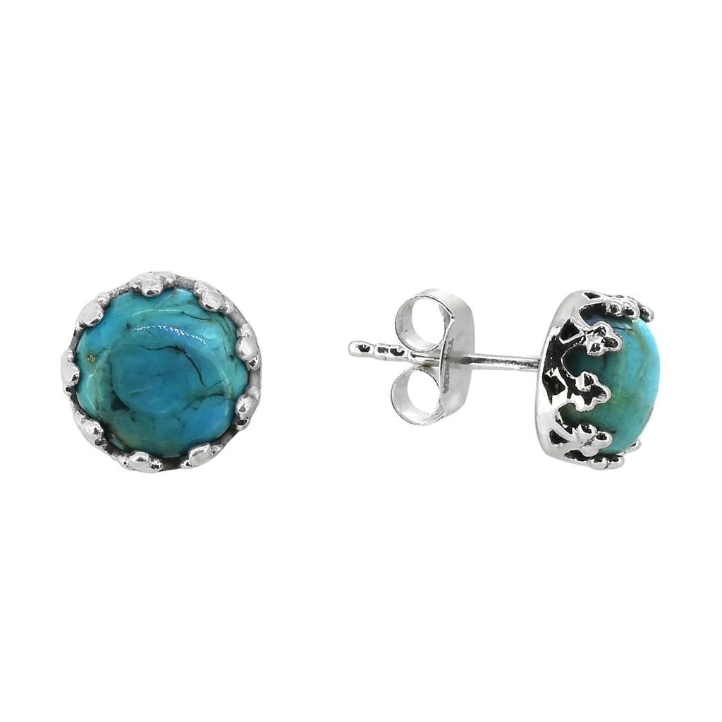 Premium Sterling Silver Blue Mohave Turquoise Stud Earrings - Timeless Elegance